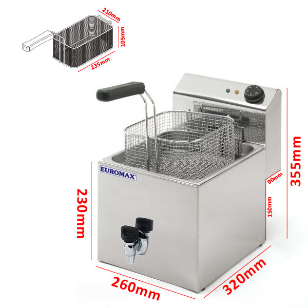 Euromax Friteuse Eco Enkel 8L Met Kraan Euromax Professionele 